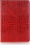 iPad Pro 1st 2nd (12.9 inch) Case for Women DMaos Synthetic Crocodile Leather Stand Folio Smart Cover Auto Sleep/Wake Document Card Holder - Red