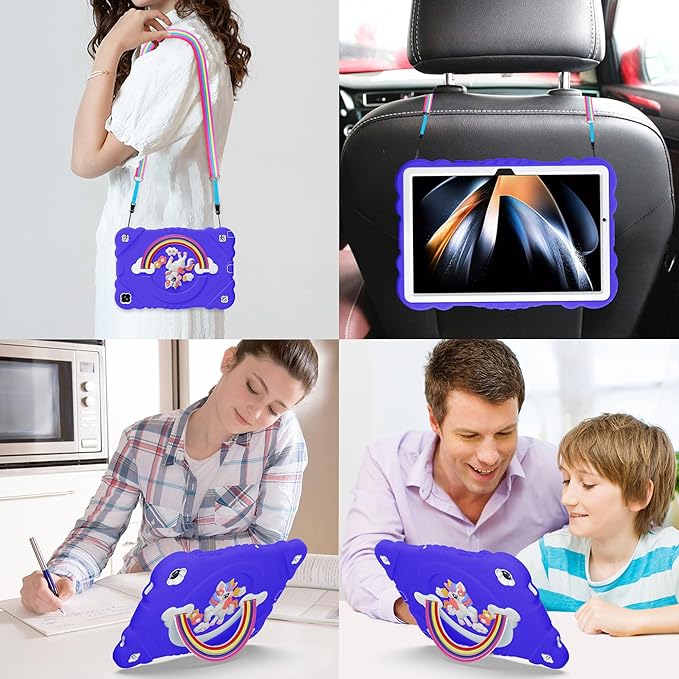 XZC Case for Samsung Galaxy Tab A9+/ A9 Plus Case 11 2023 (SM-X210/X216/X218) Unicorn Heavy Duty Shockproof Protective Case with Stand/Shoulder Strap for Kids Girls Women (Purple)
