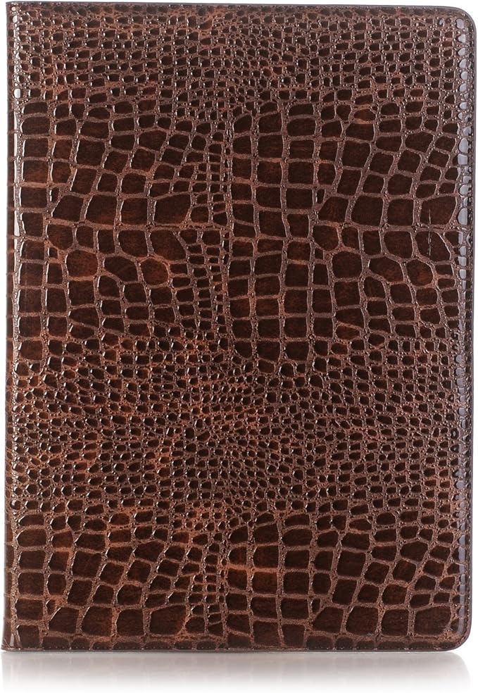 iPad Pro 1st 2nd (12.9 inch) Case for Women DMaos Synthetic Crocodile Leather Stand Folio Smart Cover Auto Sleep/Wake Document Card Holder - Brown
