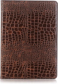 iPad Pro 1st 2nd (12.9 inch) Case for Women DMaos Synthetic Crocodile Leather Stand Folio Smart Cover Auto Sleep/Wake Document Card Holder - Brown