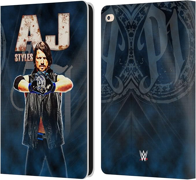 Head Case Designs Officially Licensed WWE AJ Styles Superstars Leather Wallet Case Compatible with Apple iPad Air 2 (2014)