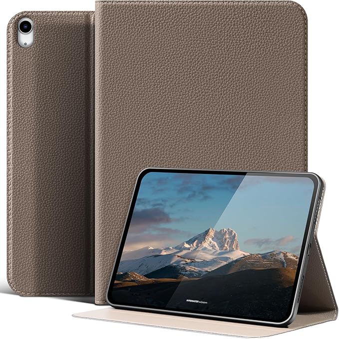 Case for iPad 11th/10th Gen (11/10.9) 2025-2022| Smart Cover | Auto Wake/Sleep | Adjustable Stand | Multiple Viewing Angles | Leather Protective | Gray Brown Color