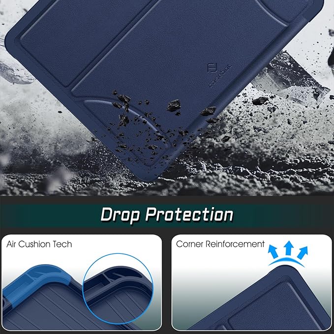 Fintie Magnetic Stand Case for iPad Pro 13-inch (M5) 2025 / (M4) 2024 - Multiple Angles Shockproof Rugged Soft TPU Cover with Pencil Holder Auto Sleep/Wake Navy
