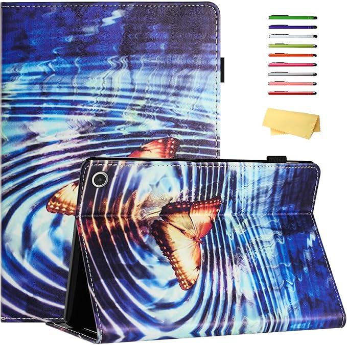 Case for Amazon Kindle Fire Max 11 (13th Generation 2023 Release) 11 with Pencil Holder &amp Folio Stand Magnetic Smart PU Leather Shockproof Cover [Auto Sleep Wake] Yellow Butterfly Wave