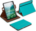 DTTO for iPad A16 Case iPad 11th / 10th Generation Case (2025/2022) 360 Degree Rotating Premium Leather Folio Stand Cover with Pencil Holder Cyan Blue