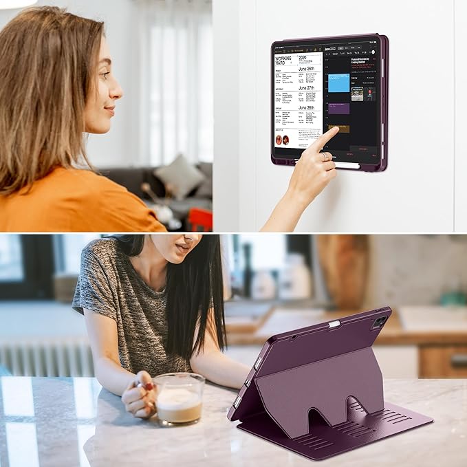VIKESI Case for iPad Air 13 inch (M4) 2026 / (M3) 2025 / (M2) 2024Multiple Angles Magnetic Stand CoverShockproof Soft BackPencil Holderand Auto Sleep/WakeDark Purple