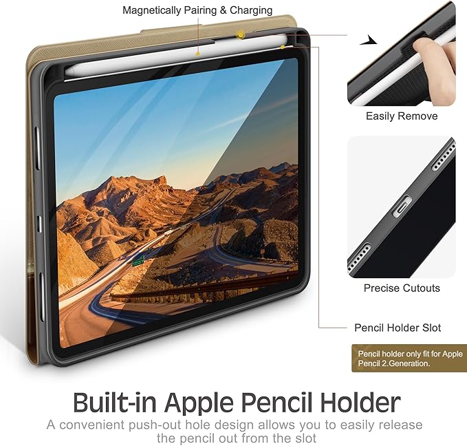KingBlanc for iPad mini 7 (A17 Pro) Case iPad mini 7th/6th Generation Case (2024/2021 8.3-inch) with Pencil Holder PU Leather Stand Cover Auto Sleep/Wake Multi-Angle for Viewing/Typing Beige