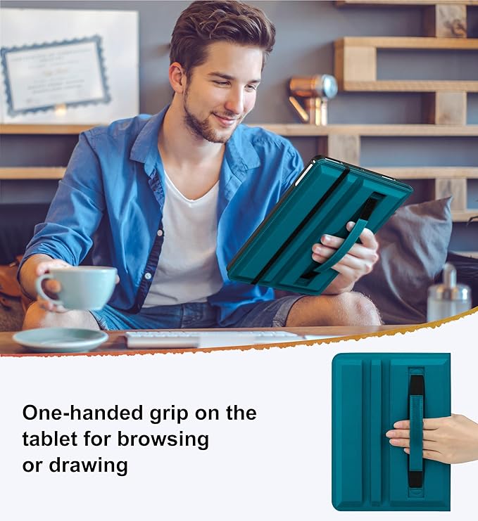 DTTO for iPad 6th / 5th Generation 9.7 Inch (2018/2017) iPad Air 2 / Air 1 Case 360 Degree Rotating Premium Leather Folio Stand Cover with Pencil Holder Light Blue