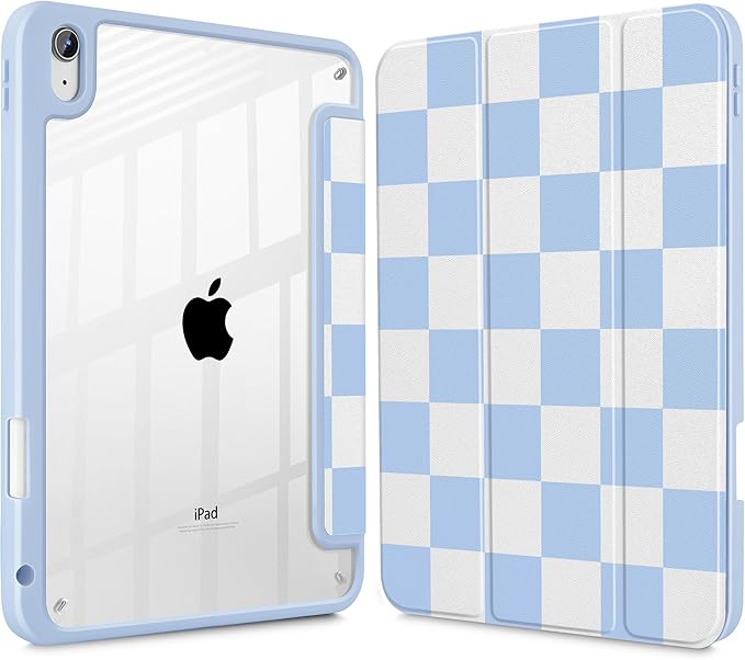 Tuiklol Case for iPad 11 inch (A16 Chip) 2025 Gen 11th / iPad 10.9 inch 2022 10th Gen Buit in Pencil Holder with Shockproof Cover Clear Transparent Back Shell Auto Wake/SleepLattice