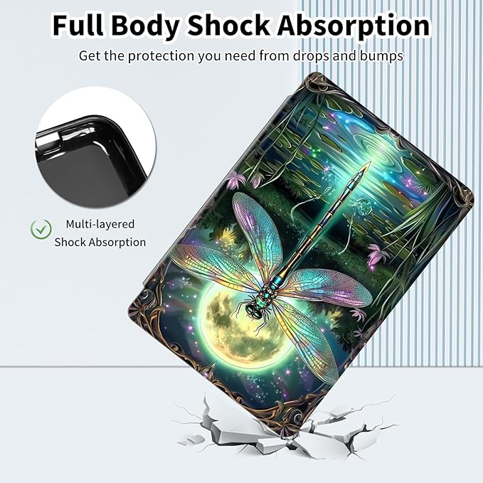 Case for Samsung Galaxy Tab S10 FE 10.9 2025/S9 FE 5G 10.9/S9 11 2023360 Degree Rotating Smart Cover Case with S Pen Holder &amp Auto Sleep/Wake-Green Dragonfly
