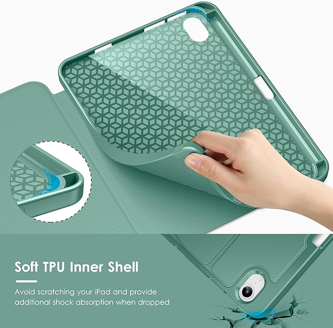 VIKESI Case for iPad iPad mini 7 (A17 Pro) and iPad mini 6Multiple Angles Magnetic Stand CoverShockproof Soft BackPencil Holderand Auto Sleep/WakeForest Green