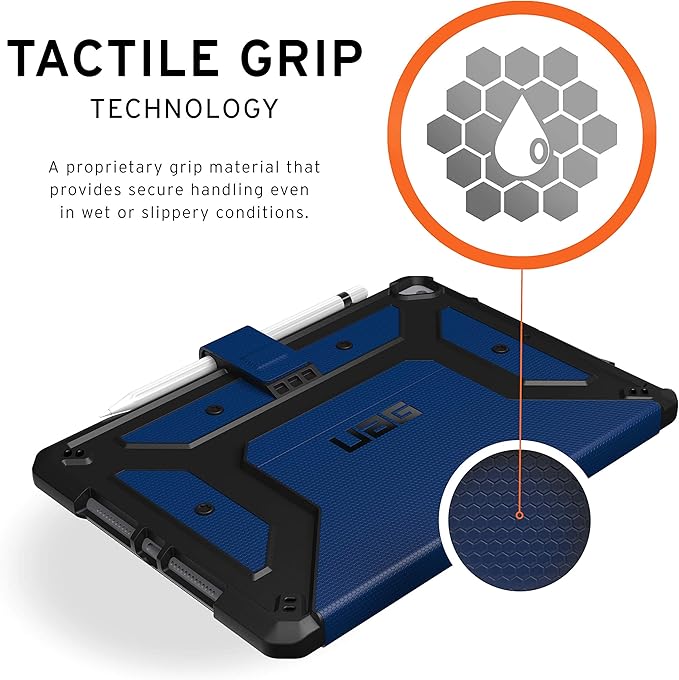 URBAN ARMOR GEAR UAG Designed for iPad 10.2 Case Blue Cobalt 9th Generation 2021 8th Gen 2020 Rugged Heavy Duty Protective Durable Folio Cover &amp Kick Stand w/Pencil Holder Metropolis Series