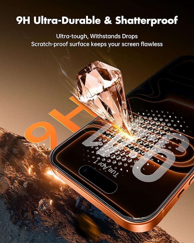 UNBREAKcable Privacy Screen Protector for iPhone 17 Pro Max (6.9) 25° Anti-Spy Tempered Glass Easy Install Alignment Frame Case-Friendly 9H Hardness Anti-Fingerprint 3-Pack
