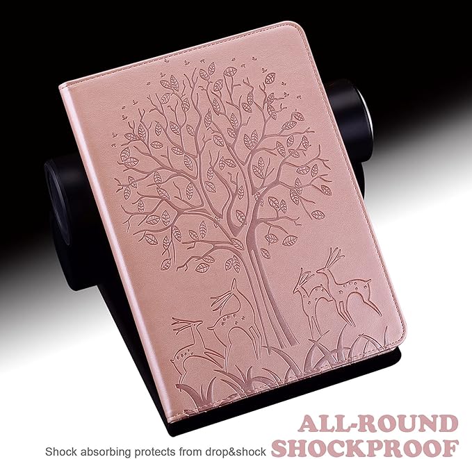 ALILANG for Kindle Fire Max 11 Case (13th Generation 2023 Release) Tree Embossed PU Leather Card Slot Shockproof Smart Cover for Kindle Fire Max 11 2023 Tablet Case -Golden