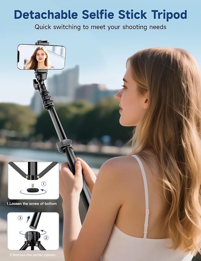 Phone Tripod Stand 85 Tall Cellphone Tripod for iPhone with Gooseneck Remote Flexible Portable Phone Stand for Recording Compatible with iPhone 14 13 12 pro Android Camera