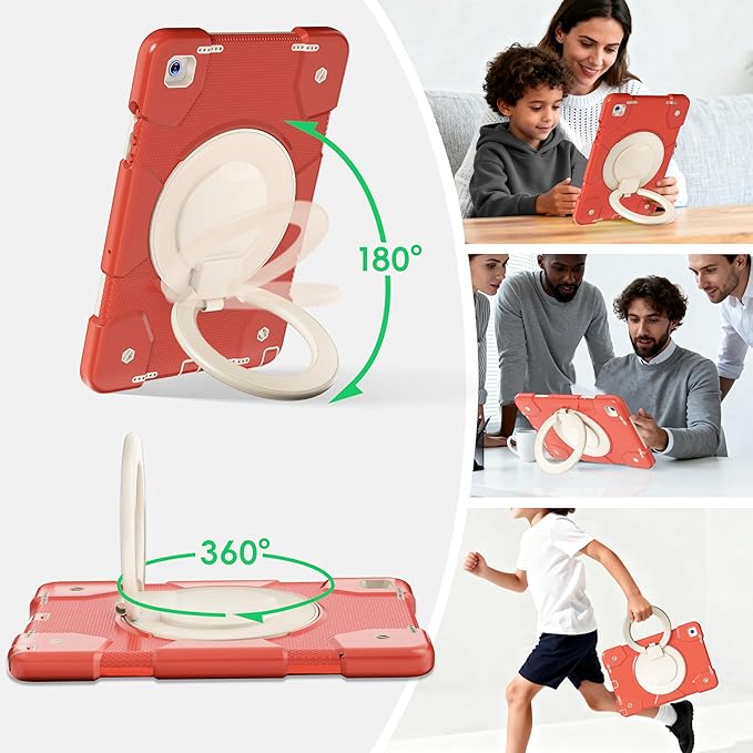Case for Samsung Galaxy Tab A9+/A9 Plus Case 11 Inch with Screen Protector/360° Rotating Stand/Pen Holder/Shoulder Strap Shockproof Cover for Tablet A9+ 5g (Orange)