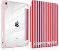 Case for iPad (A16) 11th Generation 11 inch 2025 /iPad 10th Gen 10.9 2022 Cute Striped Trifold Stand Cover with Clear Back Auto Wake Sleep Aesthetic Preppy Design for Girls Women Stripe