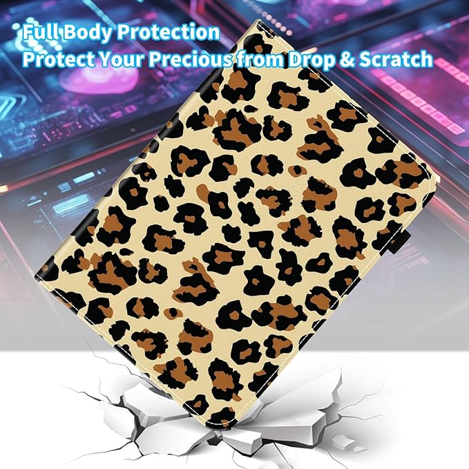 Case for iPad Pro 11 Inch 2024 5th Generation (M4)Card Slot PU Leather TPU Case Pen Holder Auto Wake SleepLeopard Print