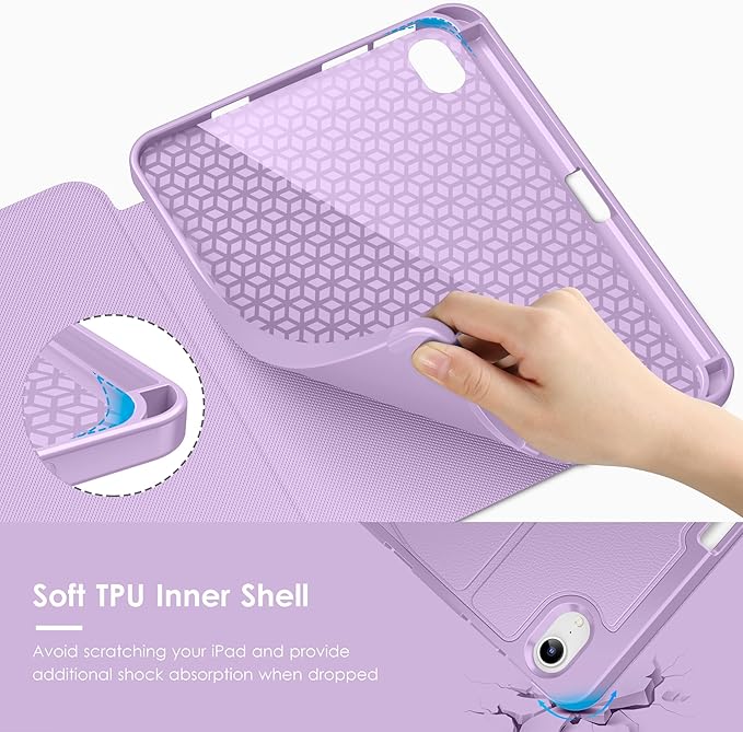 VIKESI Case for iPad iPad mini 7 (A17 Pro) and iPad mini 6Multiple Angles Magnetic Stand CoverShockproof Soft BackPencil Holderand Auto Sleep/WakeLilac