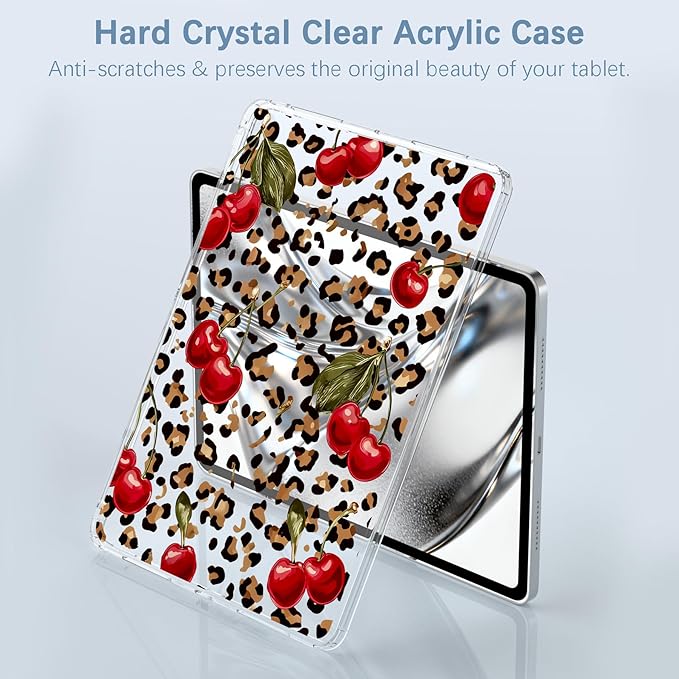 for 10.2 iPad 2019/2020/2021Retro Cheetah Cherry Crystal Clear CaseSlim Lightweight Anti-Scratch Soft TPU Bumper Hard Acrylic Back Cover for iPad 7th/8th/9th Gen for Women