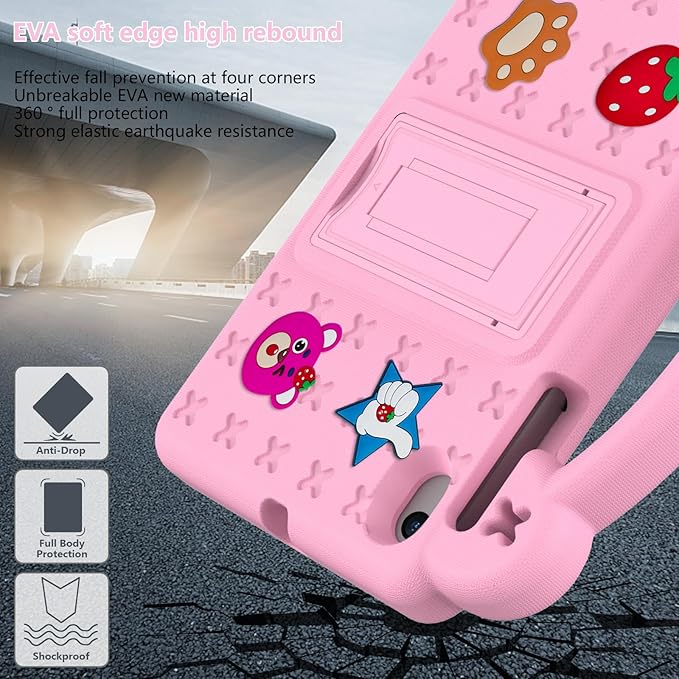 Kids Case for Onn 11 Inch Tablet Pro Case 2024 Model:100146660 EVA Soft Kickstand Cute DIY Figures Handle Design Kids Friendly Lightweight Protective Case for Onn 11 Tablet Pro 2024 Pink