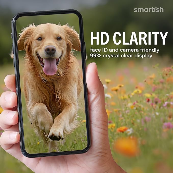 Smartish® iPhone 17 Pro Screen Protector + Camera Lens Covers - Tuff Sheet - 2-Pack Tempered Glass 9H Easy Install Frame Case-Friendly - Dynamic Island for Apple iPhone 17 Pro - Clear 2-Pack