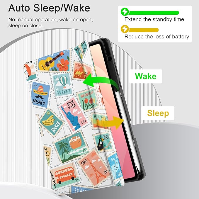 DONGKE Case for Samsung Galaxy Tab S11 5G 11 2025 Model (SM-X730/X736B) Slim Lightweight Trifold Stand Cover with S Pen Holder Auto Sleep/Wake Soft TPU Shockproof Back Post Stamps