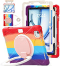 BATYUE Case for Air 11-inch M4 (2026)/M3 (2025)/M2 (2024) iPad Air 5th/4th 10.9 inch(2022/2020) iPad Pro 11 4th/3rd/2nd/1st Kids Cover with 360° Rotating Stand Pencil Holder Carrying Strap Red