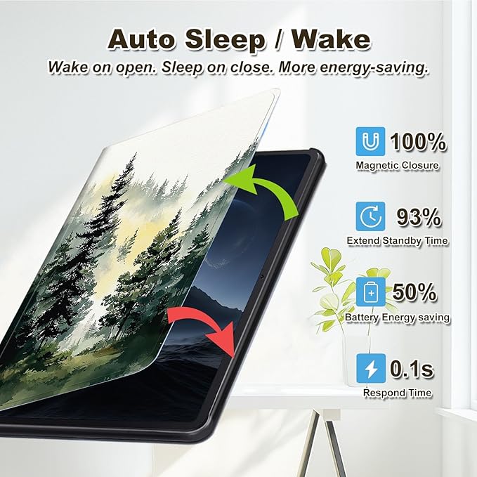 Case for Amazon Fire HD 10 and 10 Plus Tablet (13th/11th Gen 2023/2021 Release) Multi-Angle Viewing Leather Smart Stand Back Cover with Auto Sleep Wake Forest