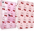 TWOLSKOO Sparkly Case for iPad Pro 11 inch (M5 2025 / M4 2024) Glitter Hard Acrylic Back with Pencil Holder Slim Trifold Stand Folio Cover Auto Sleep/Wake Cherry &amp Heart