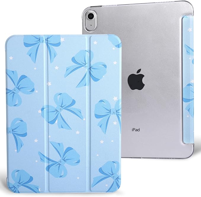 case for ipad 11th Generation11 Inch 2025 (A16 Chip) &amp 10th Gen 10.9 Inch 2022 - Slim Cratch-Resistant Hard PC Translucent Back Shell Smart Cover Wake/Sleep FunctionBlue Bow