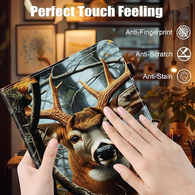 Case for Samsung Galaxy Tab A9 Plus/A9+ 5G 11 Inch 2023 Model (SM-X210/X216/X218)Card Slot PU Leather TPU Case Pen Holder Auto Wake SleepDeer in Tree Forest