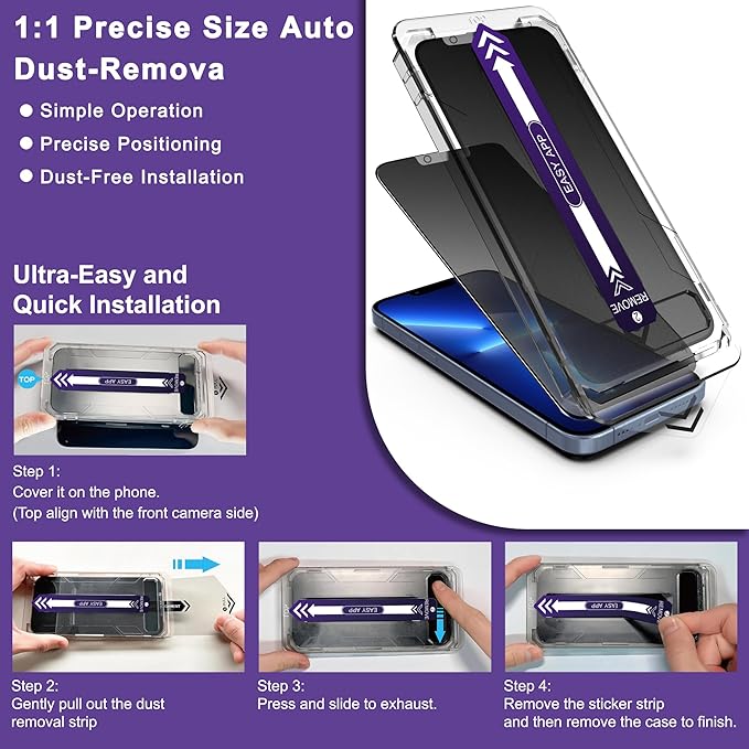 2-Pack Matte Privacy Screen Protector for iPhone 13/13 Pro/14/16eAnti-Glare &amp 25°Anti-SpyAnti-ReflectionAnti-FingerprintAuto Dust RemovalEasy Installation