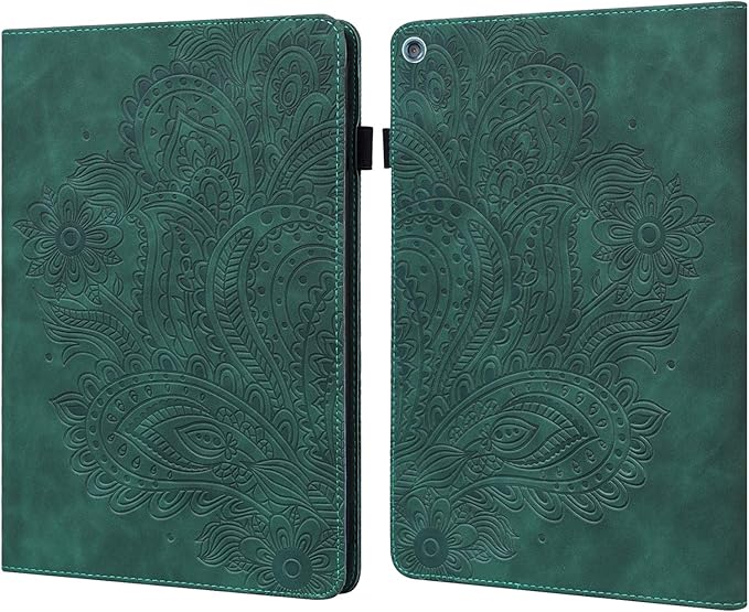 ALILANG Case for Kindle Fire HD 10 (9th Gen 2019/7th Gen 2017/5th Generation 2015) 10.1 Multiple Viewing Angles PU Leather Flip Stand Cover for Amazon Fire HD 10 Case -Green