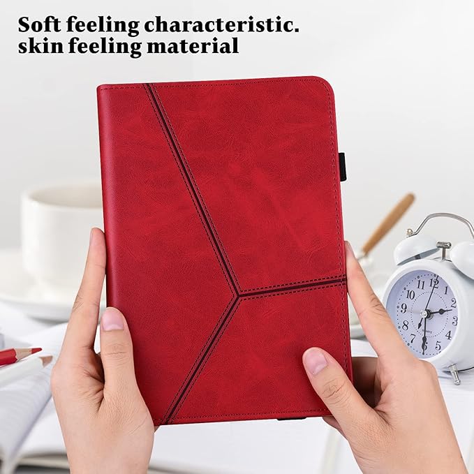 Case for Amazon Kindle Fire Max 11 Case (13th Generation 2023 Release) 11PU Leather Folio Stand Stylish Solid Color Stripe Stand Cover for Fire 11 Tablet - Red
