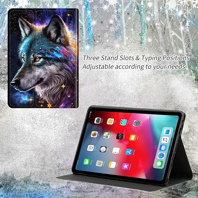 for All-New Amazon Kindle Fire HD 10 Tablet Case (13th Generation 2023 Release) Slim Adjustable Stand Back Shell Protection Smart Cover for Fire HD 10 2023 10.1 Inch Moon Wolf