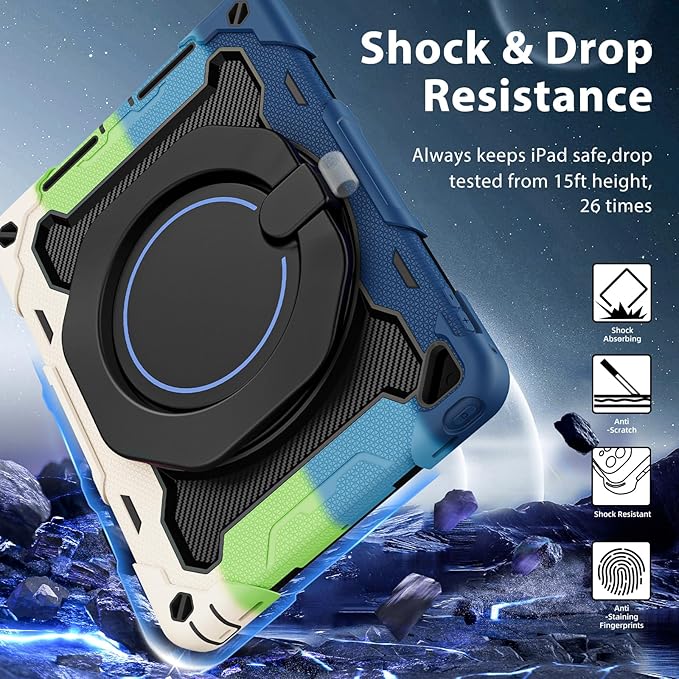 ROISKIN iPad 6th 5th Generation Case 9.7 Inch Pro 9.7 Air 2 with 360 Kickstand Hand Strap [Screen Protector 15ft Drop Protection]Heavy Duty Air 2 /Pro 9.7 / iPad 6th 5th Gen Case for Kids Women Men
