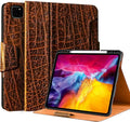 Gexmil Case for iPad Pro 11 Inch4th/3rd/2nd/1st Generation(2022/2021/2020/2018) Genuine Leather Cover with Pencil HolderCowhide Folio CoverAuto Sleep/Wake Anti SlipBuffalo Pattern