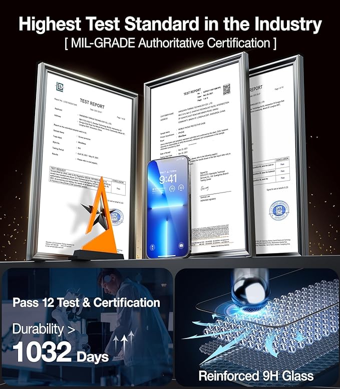 UltraGlass UNBREAK TOP 9H+ Glass for iPhone 12 Pro Max Screen Protector [Military Grade Shatterproof &amp Longest Durable] Full Screen iPhone 12 Pro Max Glass 2024 Upgrade 2 Packs