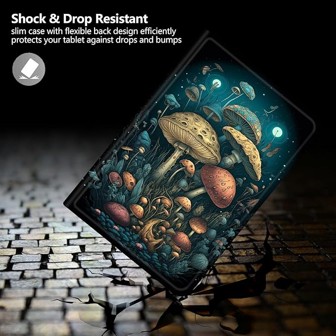 DIGTIALLL Case for Amazon Kindle Fire Max 11 Case (13th Generation 2023 Release) 11 PU Leather Smart Protective Cover with Auto Sleep/WakeMushroom Jellyfish