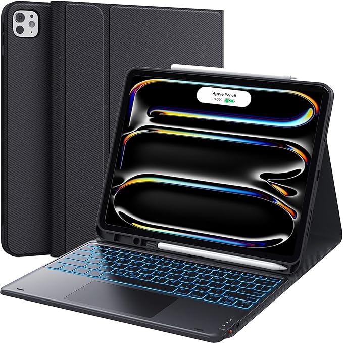 CHESONA for iPad Pro 13 Inch Case 2024 with Keyboard (M4-2024/M5-2025) Magnetic Detachable Keyboard with Backlit 2 Wireless Channels Touchpad &amp Pencil Holder Precise Cutouts Case for iPad Pro