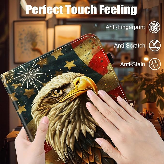 Case for iPad 9th Generation/iPad 8/iPad 7 iPad 10.2 2021 2020 2019/iPad Air 10.5/iPad Pro 10.5Card Slot PU Leather TPU Case Pen Holder Auto Wake SleepEagle American Flag