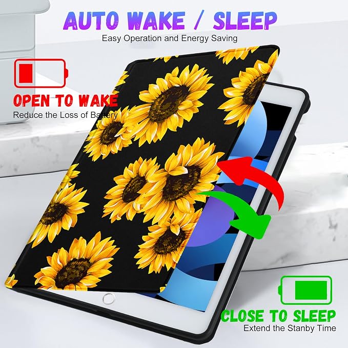 4-for iPad 9.7-Black Sunflower