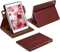 DTTO Rotating Case for iPad 6th / 5th Generation 9.7 Inch 2018/2017 iPad Air 2 / Air 1 Case 360 Degree Swiveling Premium Leather Folio Stand Cover with Pencil Holder Wine Red