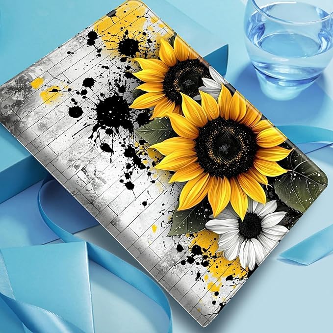 Case for Amazon Fire HD 10 and 10 Plus Tablet (13th/11th Generation 2023/2021 Release) 10.1 PU Leather Smart Protective Cover with Auto Sleep/Wake for Fire HD 10 2023Wood Sunflower
