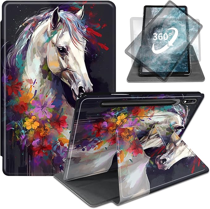 Flowers and white horses