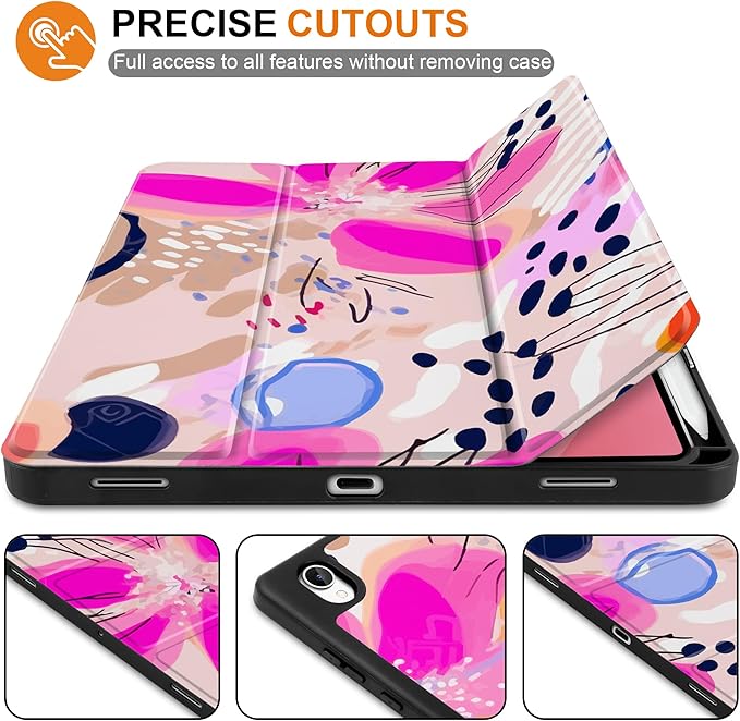 DONGKE Case for Samsung Galaxy Tab S11 5G 11 2025 Model (SM-X730/X736B) Slim Lightweight Trifold Stand Cover with S Pen Holder Auto Sleep/Wake Soft TPU Shockproof Back Floral Artistic