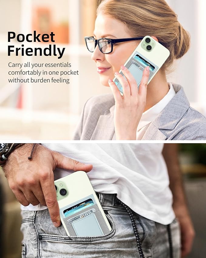For Magsafe Wallet Stand Magnetic Wallet for iPhone 17/16/15/14/13/12 Series Magnetic Card Holder ID Window 4 Card Slots 10 Cards Holder Vegan Leather RFID Blocking Green