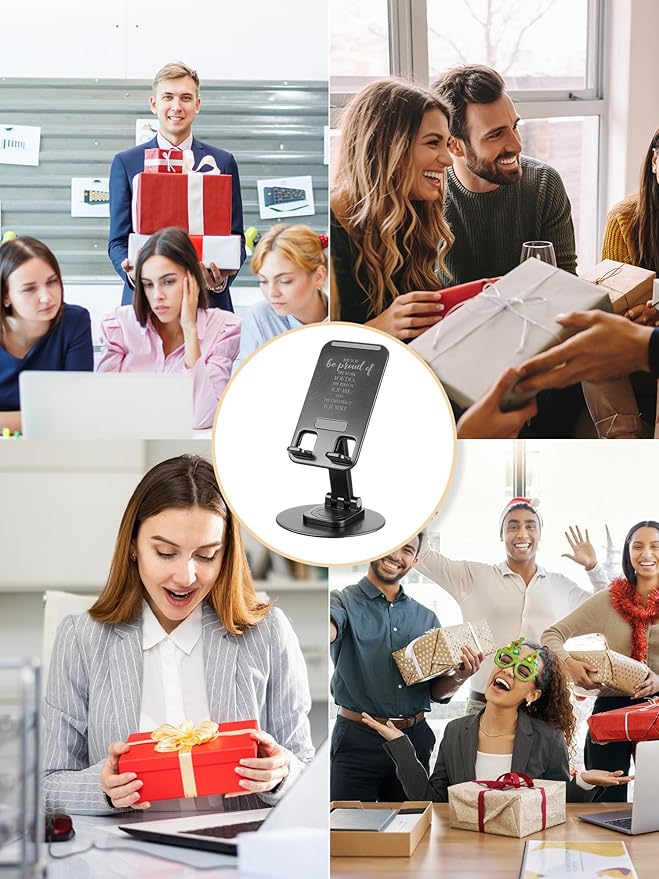 20 Pcs Employee Appreciation Gifts Bulk 360 Rotating Phone Stand for Desk Cell Phone Holder with Inspiring Quote Thank You Gift for Worker Teachers Nurses (Work Pride)