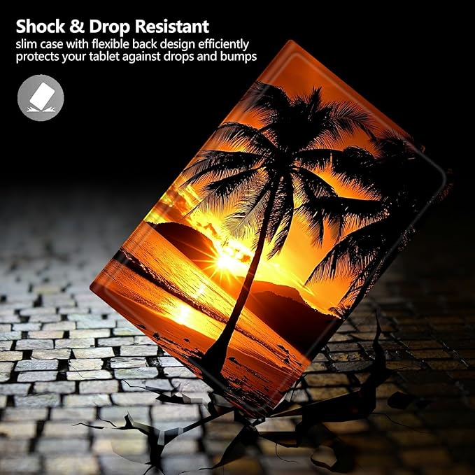 Case for Amazon Fire HD 10 Tablet (7th/9th Generation2017/2019 Release) 10.1 PU Leather Smart Protective Cover with Auto Sleep/Wake for Fire HD 10 2019Palm Trees